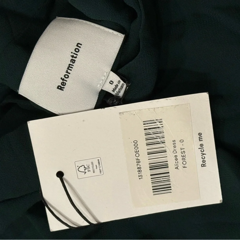 NWT Reformation Green Alizee Dress, Size 0 - Picture 7 of 7